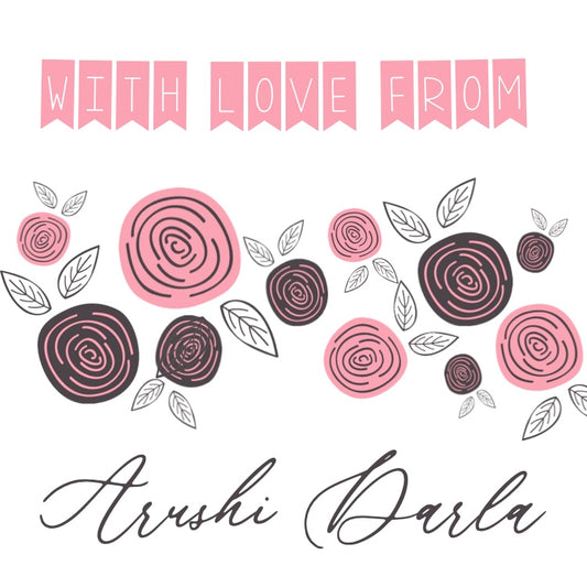 Decorative gift label with pink and purple flowers and 'With Love From ' text.