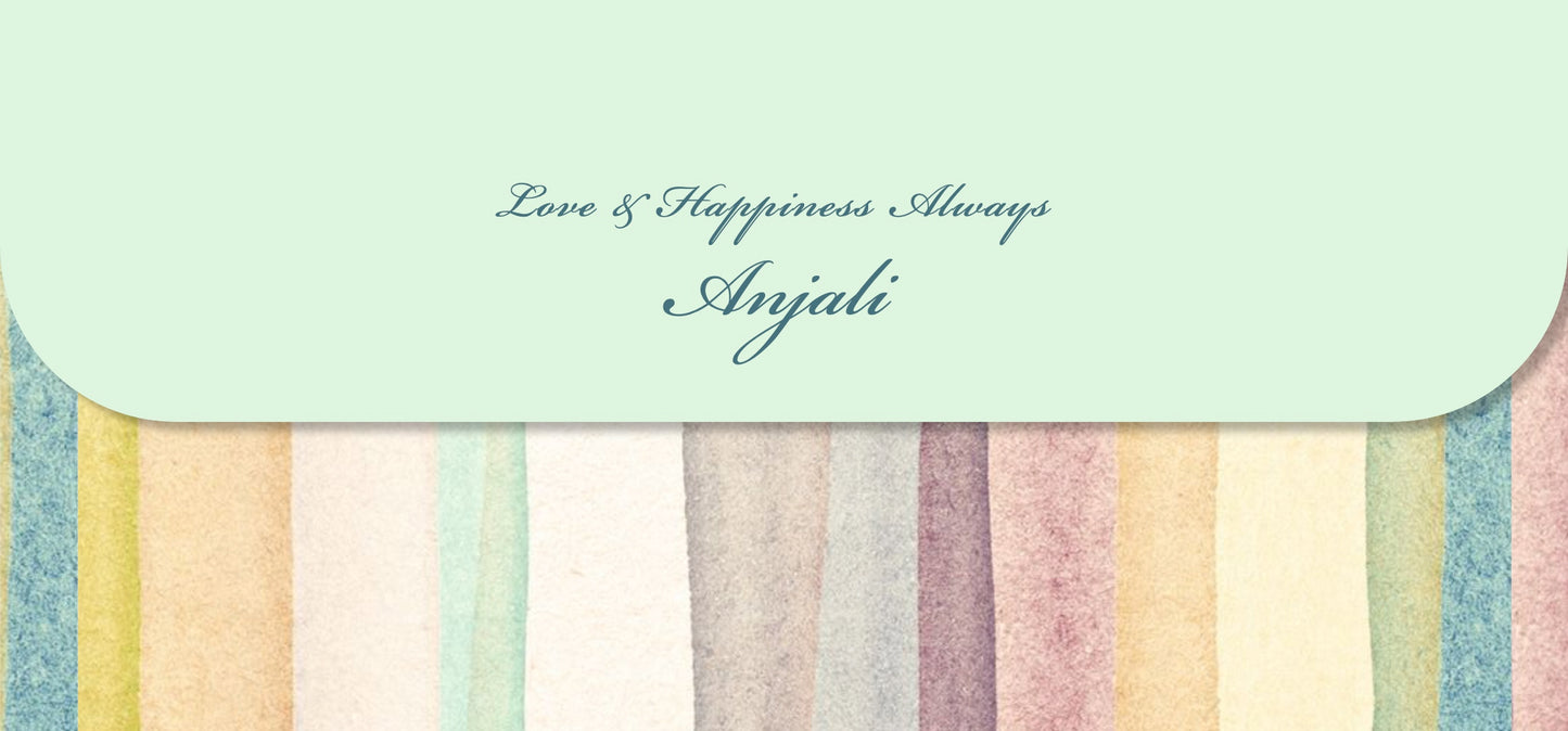 Design of Sand name money envelopes in pastel stripes
