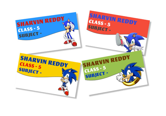 Personalised School Book Labels - Sonic