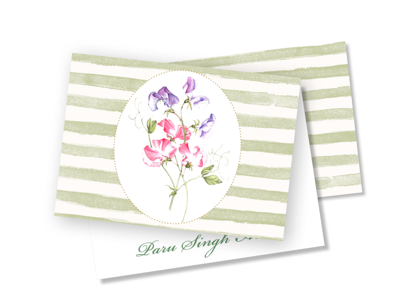 Personalised Folded Card - Sweet pea