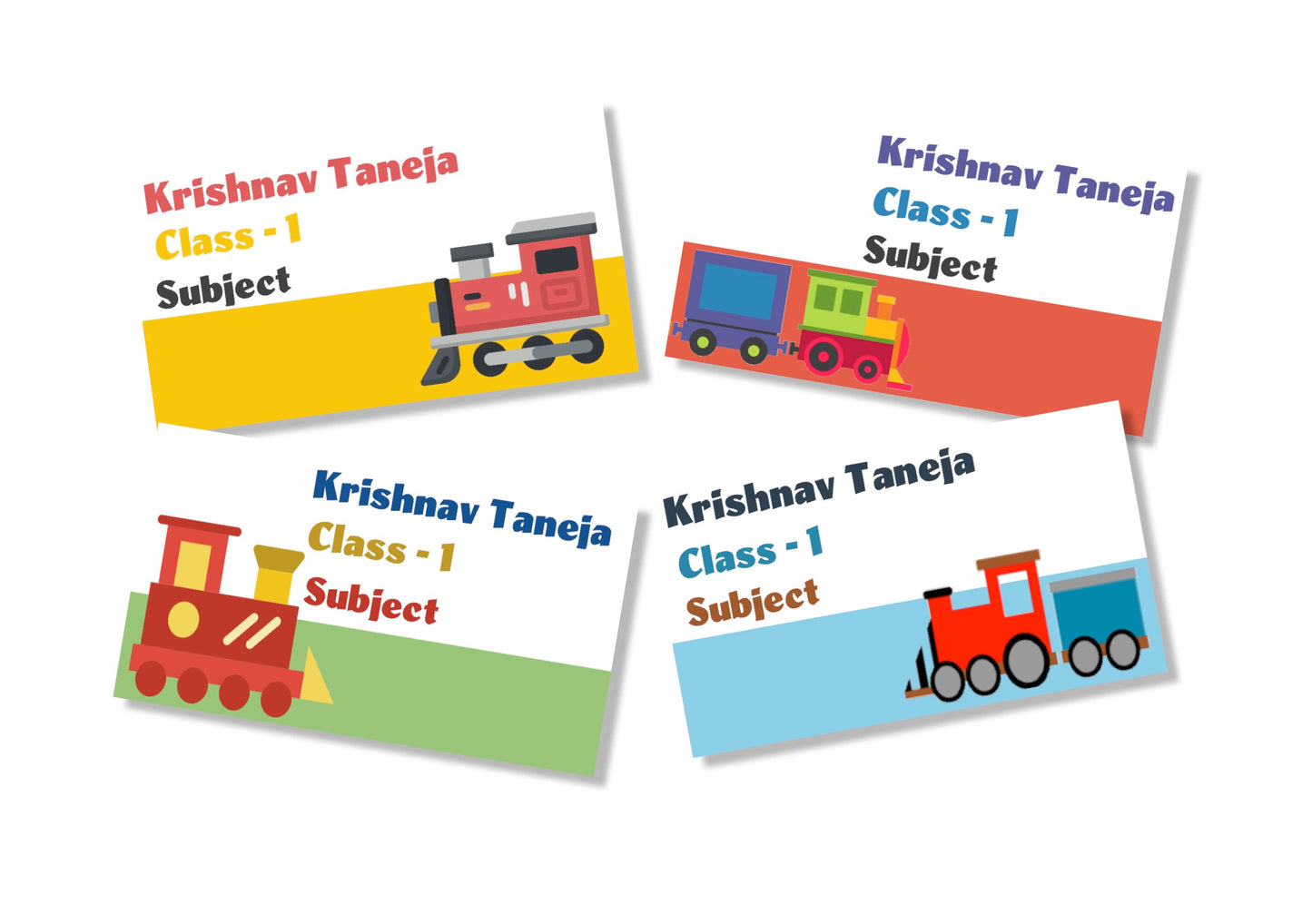 Personalised School Book Labels - Trains