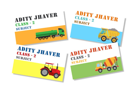 Personalised School Book Labels - Trucks