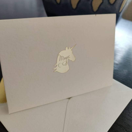Unicorn gold foiled personalised cards labelshabel.com
