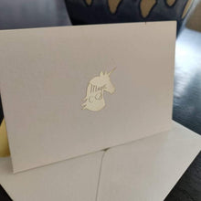 Unicorn gold foiled personalised cards labelshabel.com