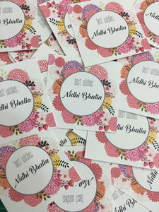 personalised gift labels in pretty pink flowers