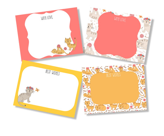 personalised gift cards playful kitten yellow orange design