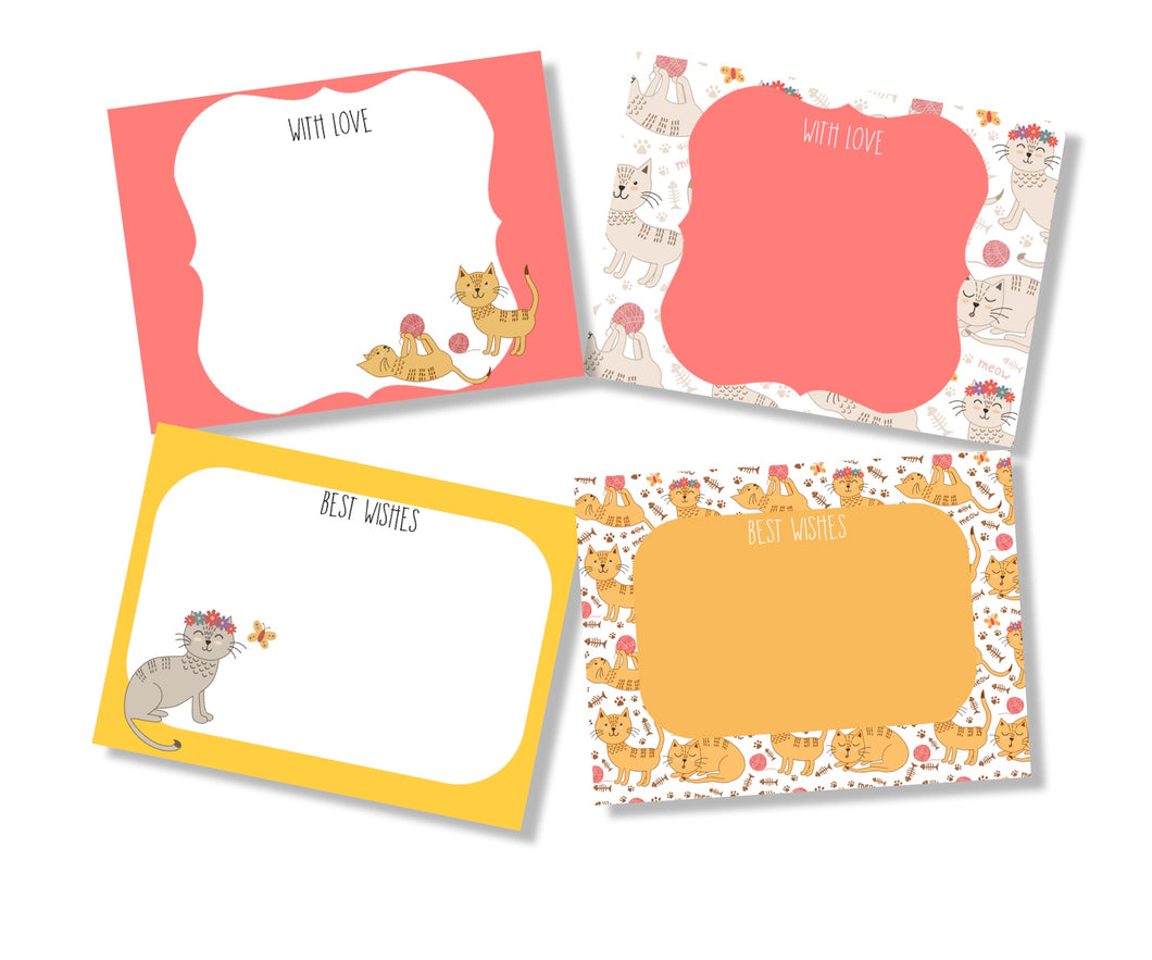 personalised gift cards playful kitten yellow orange design