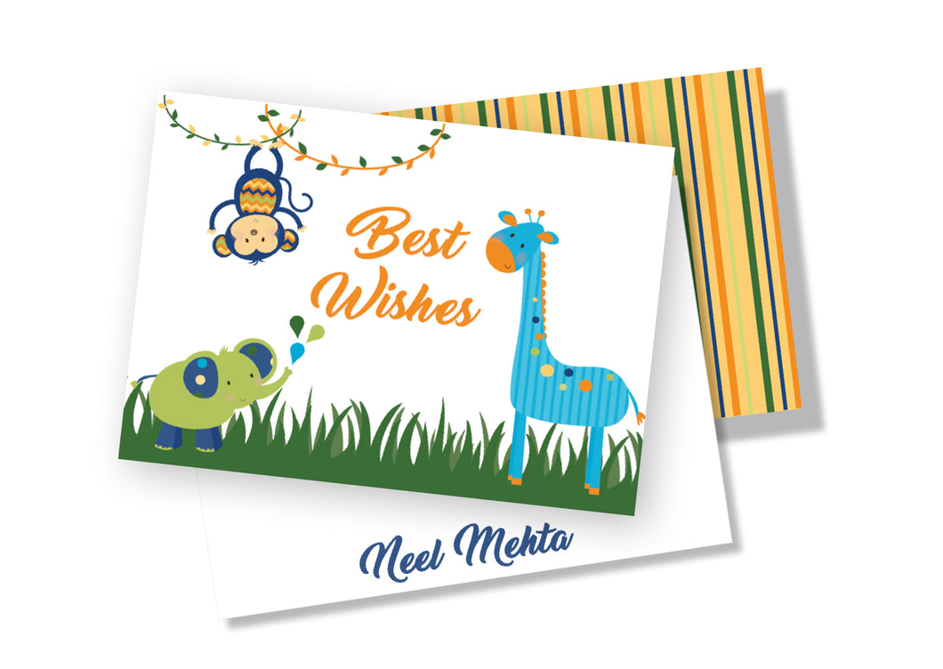 Personalised Folded Card - Animal Party