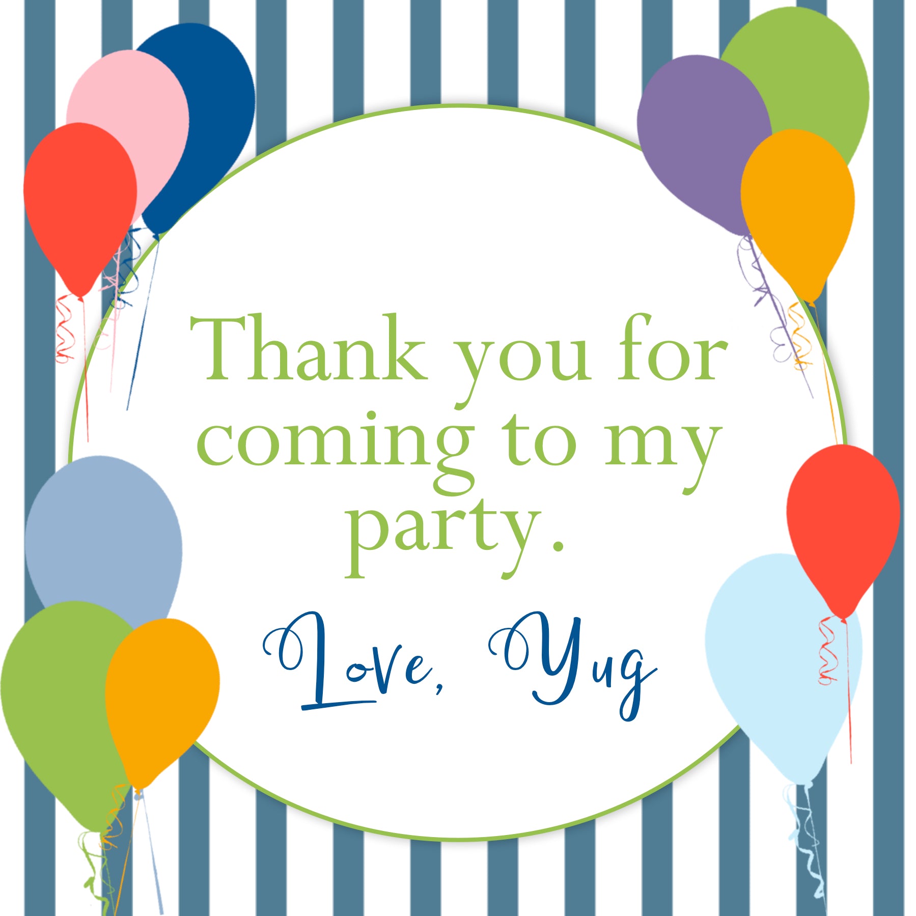 Thank You Label - Balloons