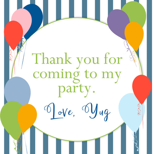 Thank You Label - Balloons