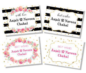 Personalised gift labels in black and white with flowers label Shabel