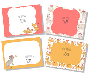 Personalised Gift Cards with playful kitten Cat design by label shabel