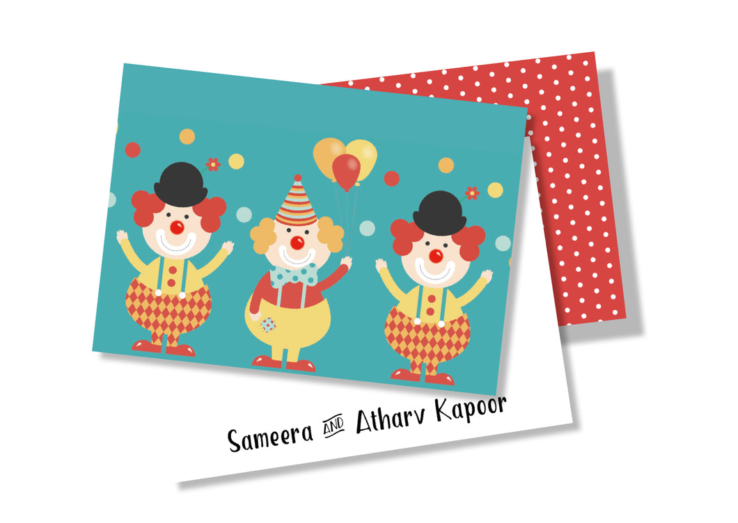 Personalised Folded Card - Clown
