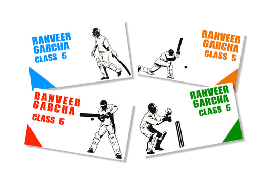 Personalised School Book Labels - Cricket