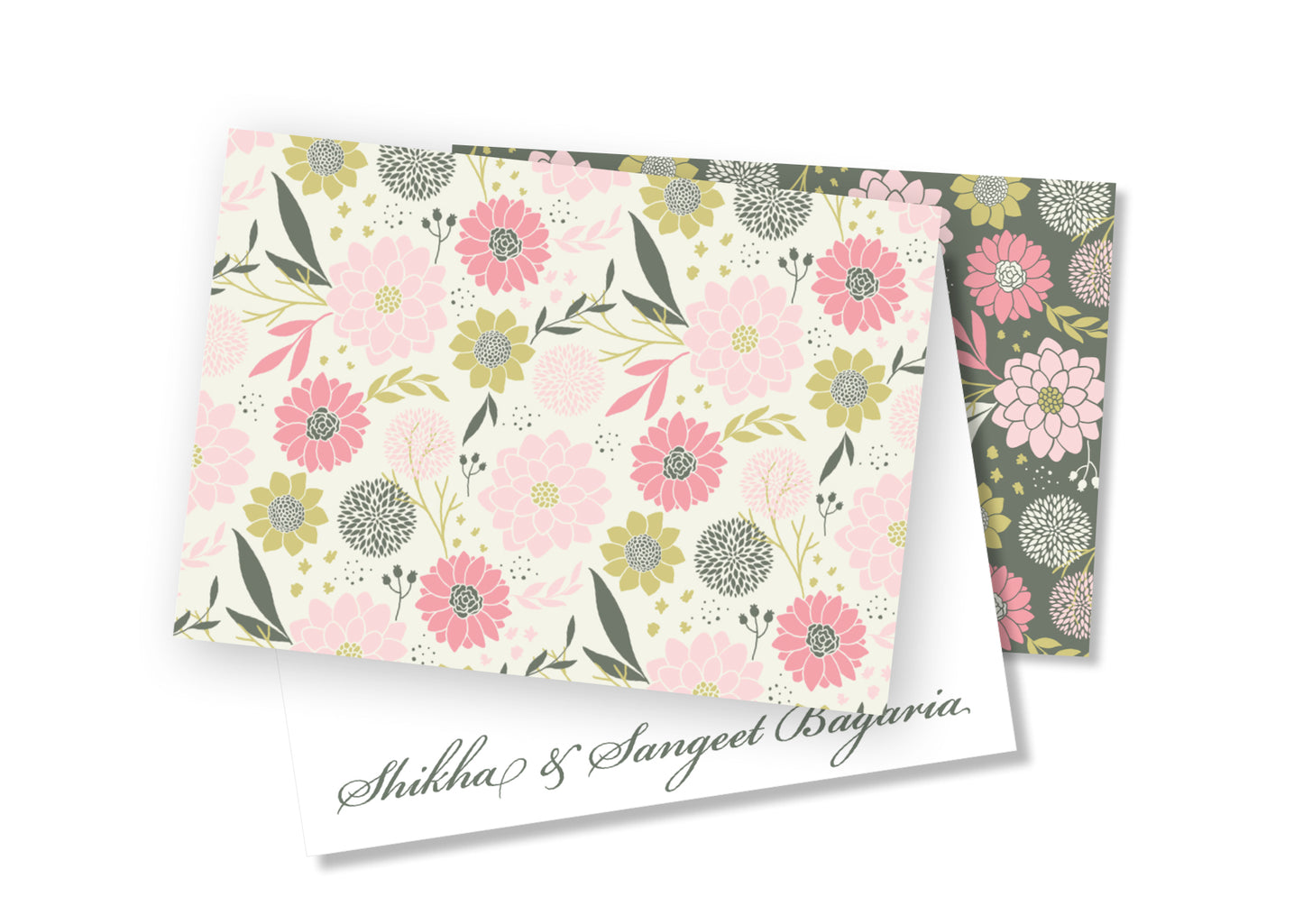Personalised Folded Card - Dual Flowers