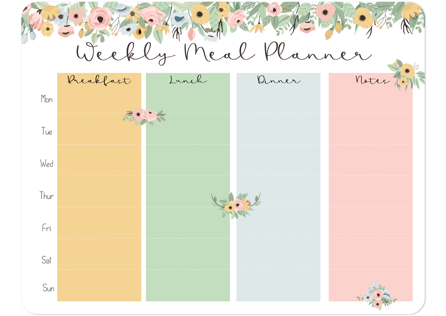 Magnetic Meal Planner - Floral