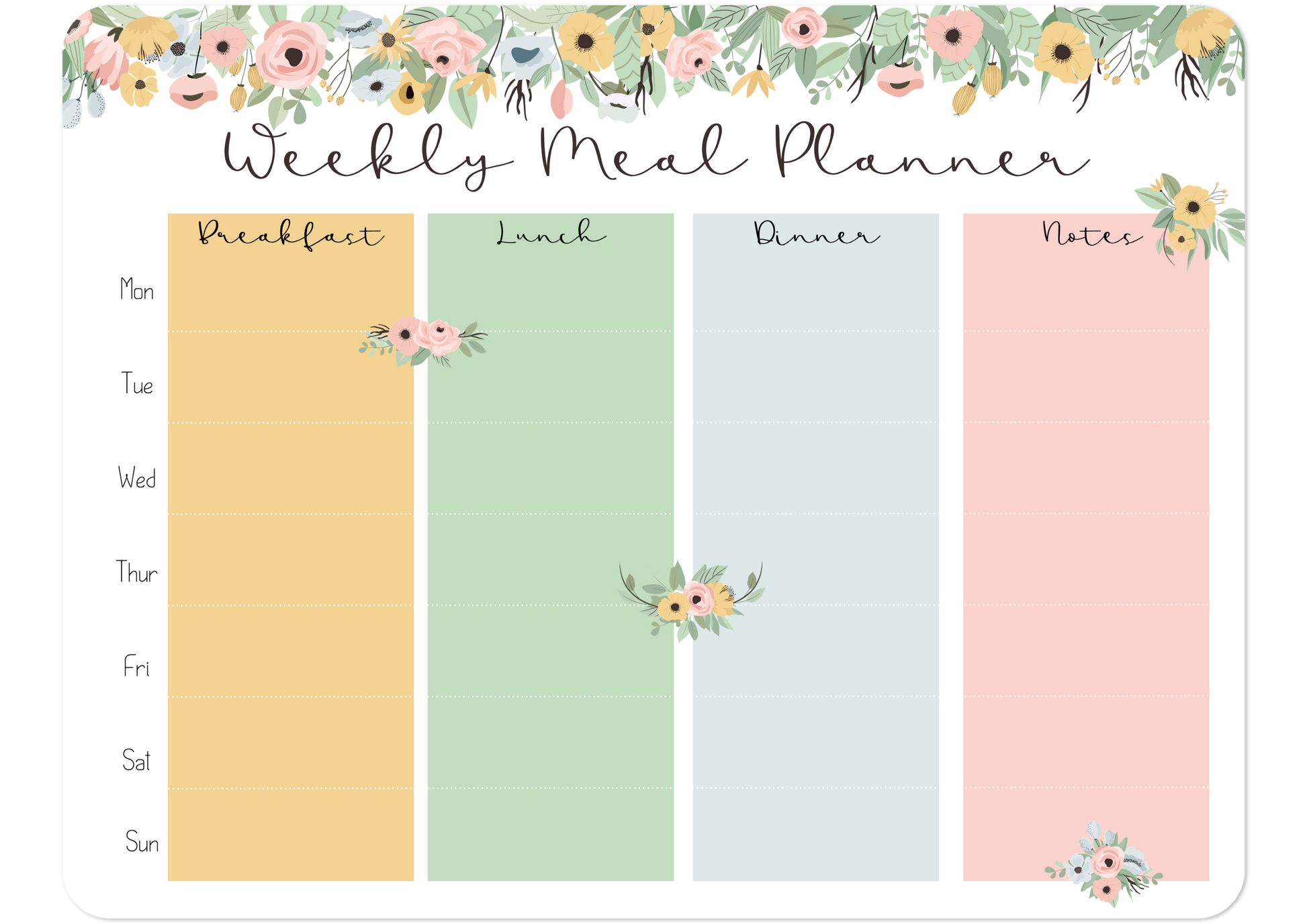 Magnetic Meal Planner - Floral