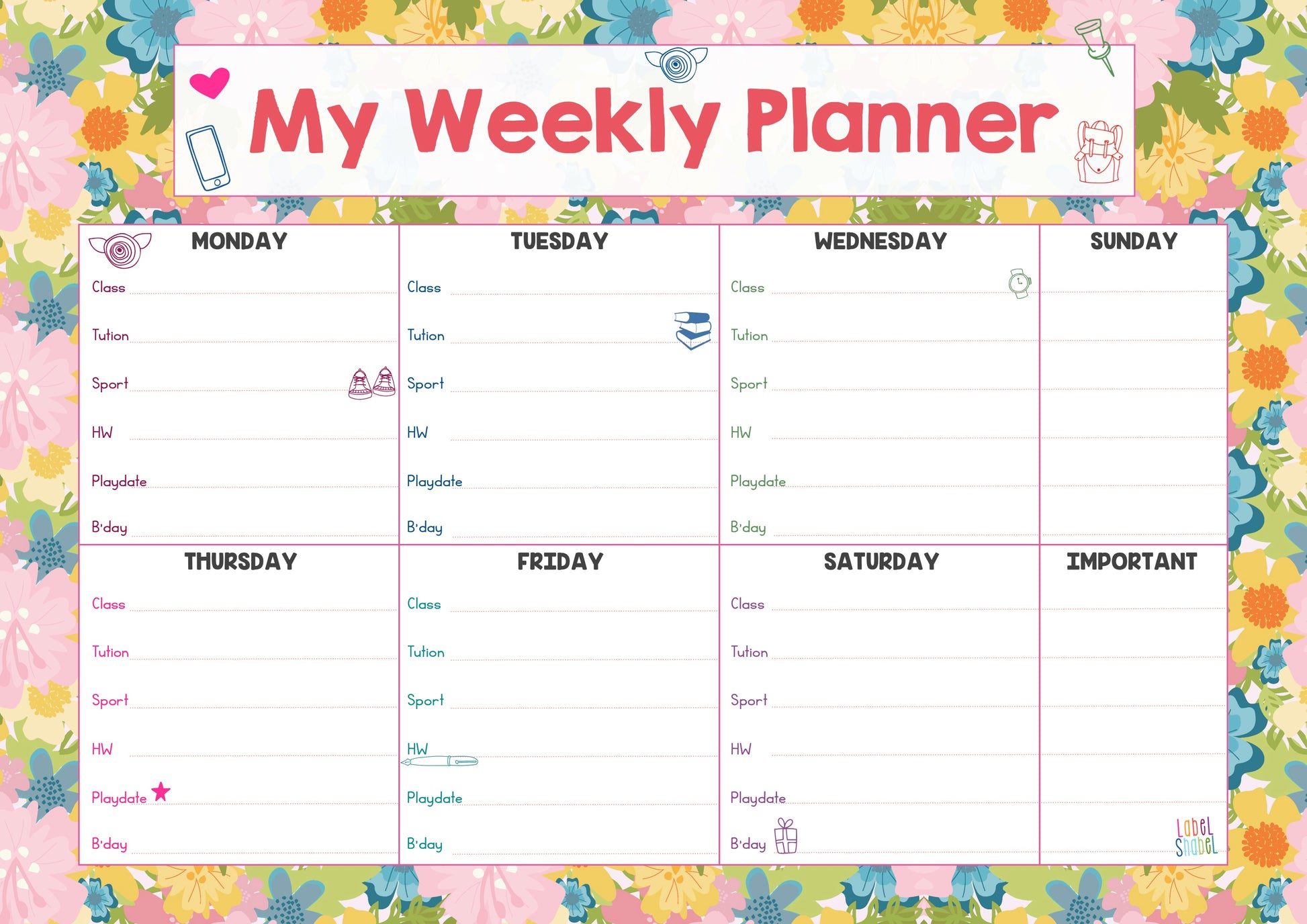 Kids Weekly Planner