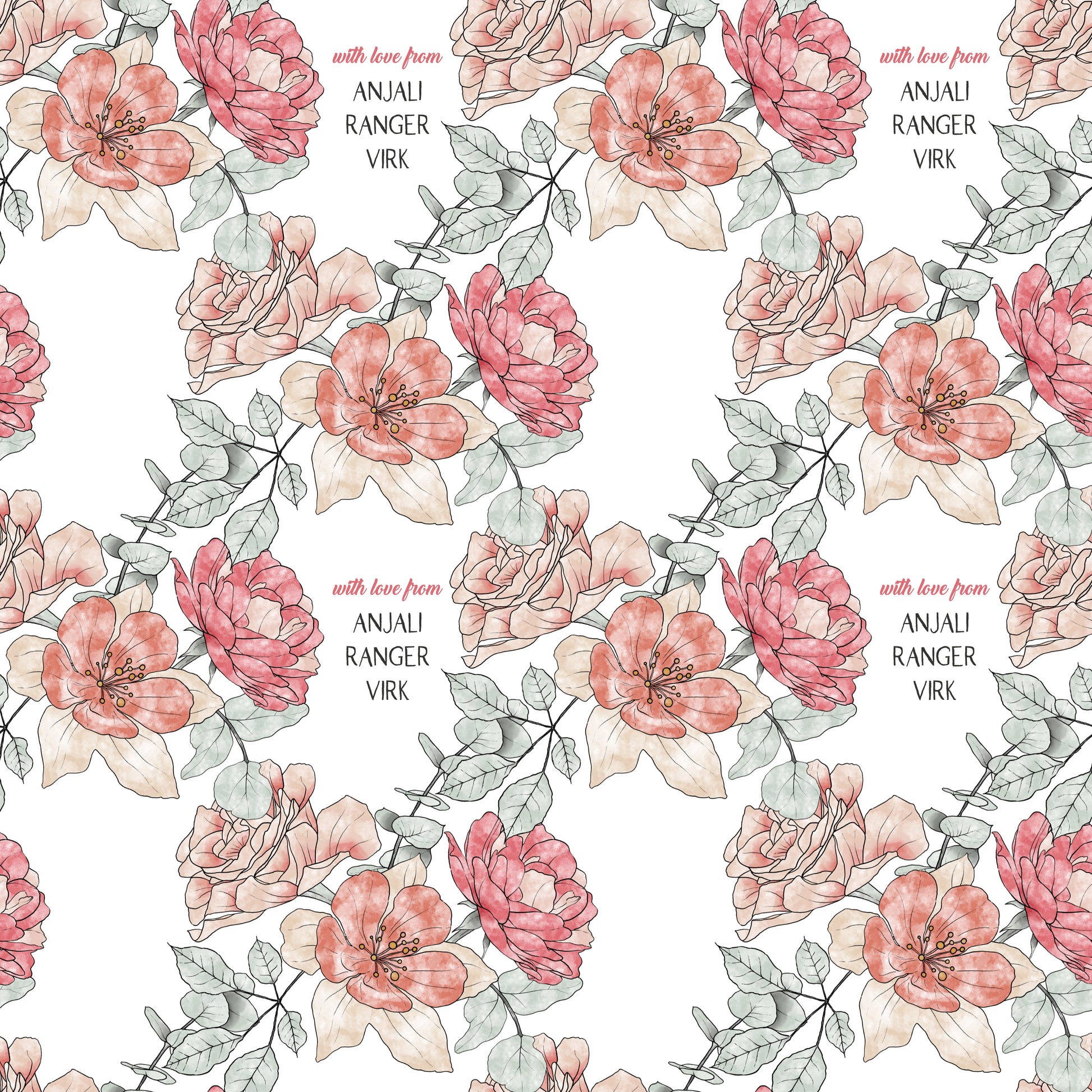 Personalised Wrapping Paper - Rose Affair