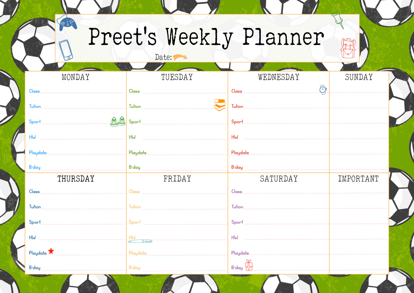 Kids Weekly Planner