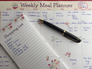 Weekly Meal planner matching shopping list Label Shabel