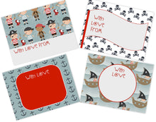 Pirate gift cards in red grey blue set of 4 from Label Shabel