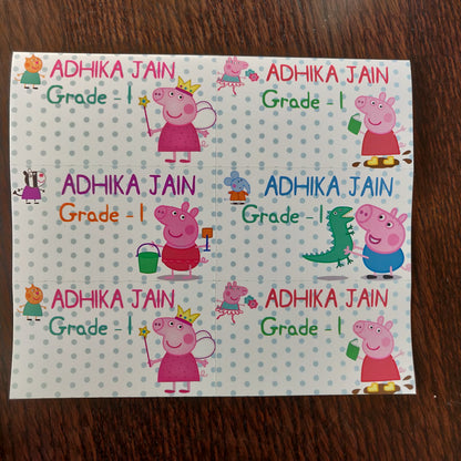 Personalised School Book Labels - Peppa Pig