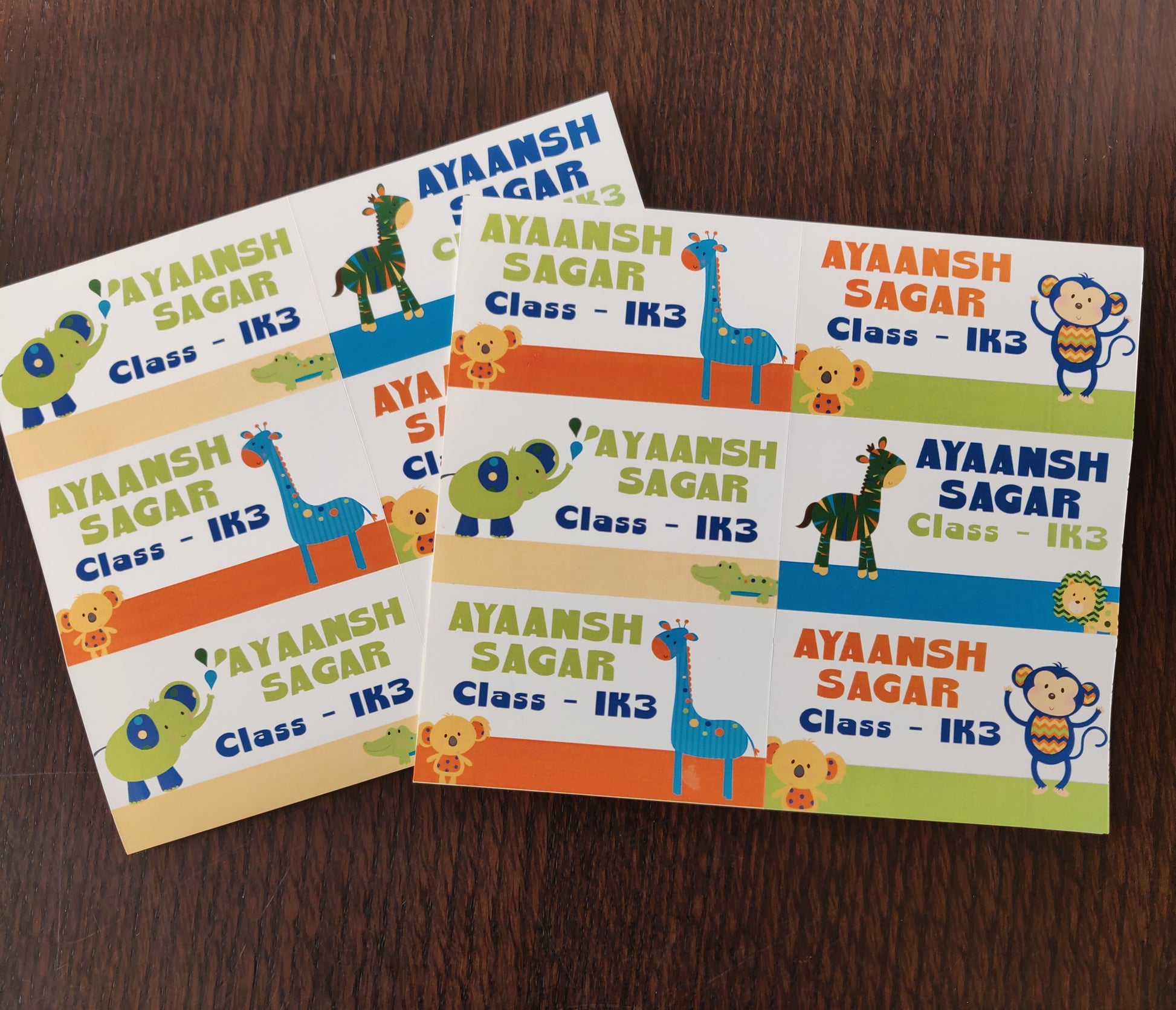 Personalised School Book Labels - Animal Safari