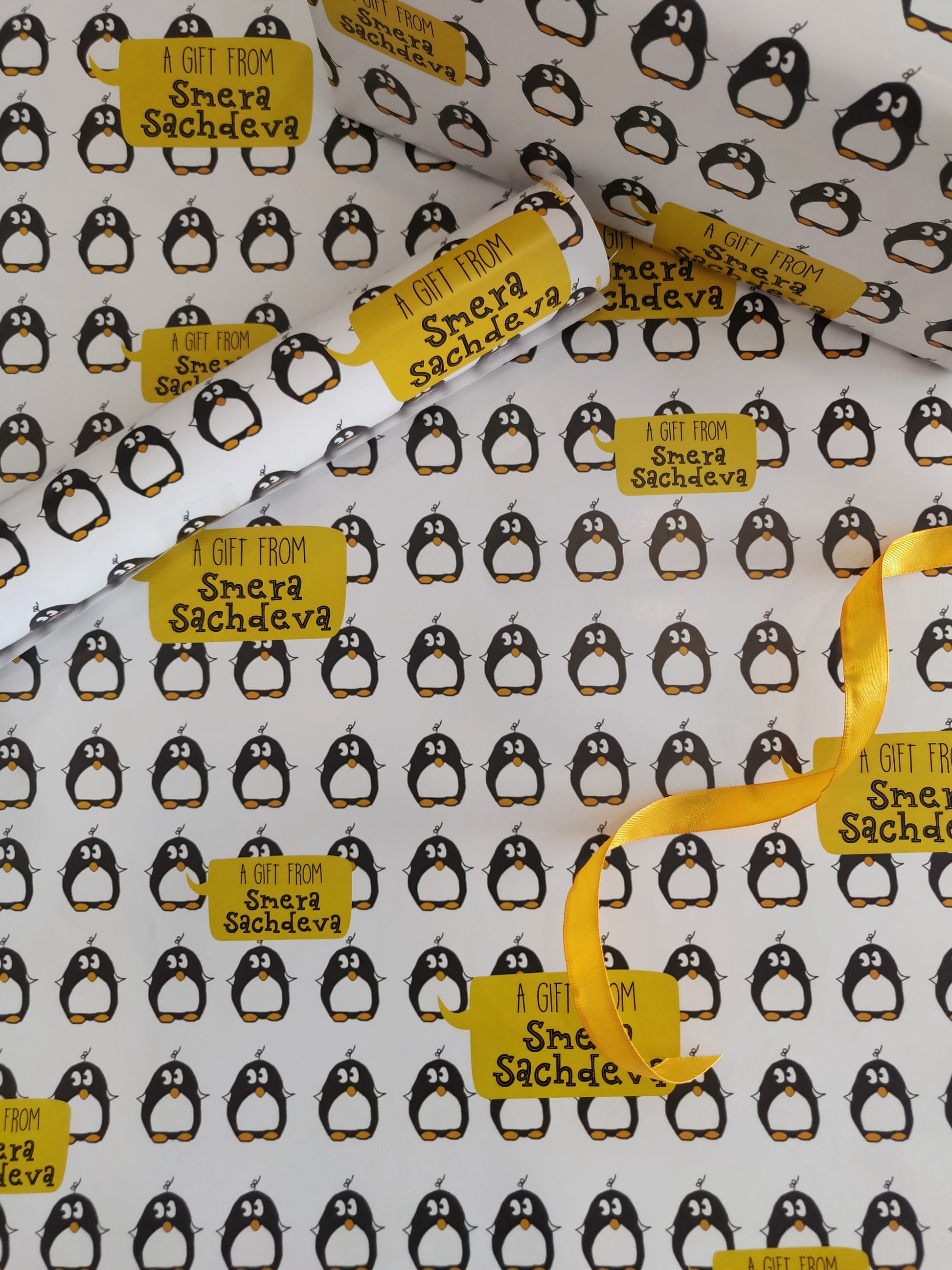 Personalised Wrapping Paper - Penguins