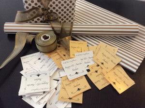 gold silver gift labels with wrapping paper