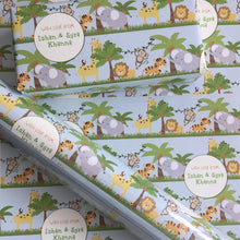 personalised wrapping paper rolls with jungle safari theme