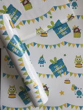 personalised wrapping paper roll with monsters at party theme
