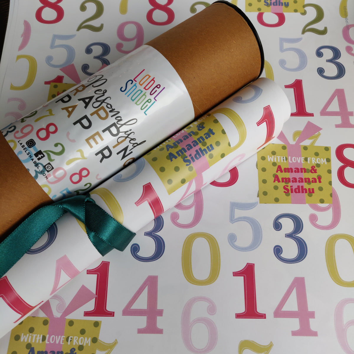 Personalised Wrapping Papers Numbers Game/ Label Shabel Labelshabel