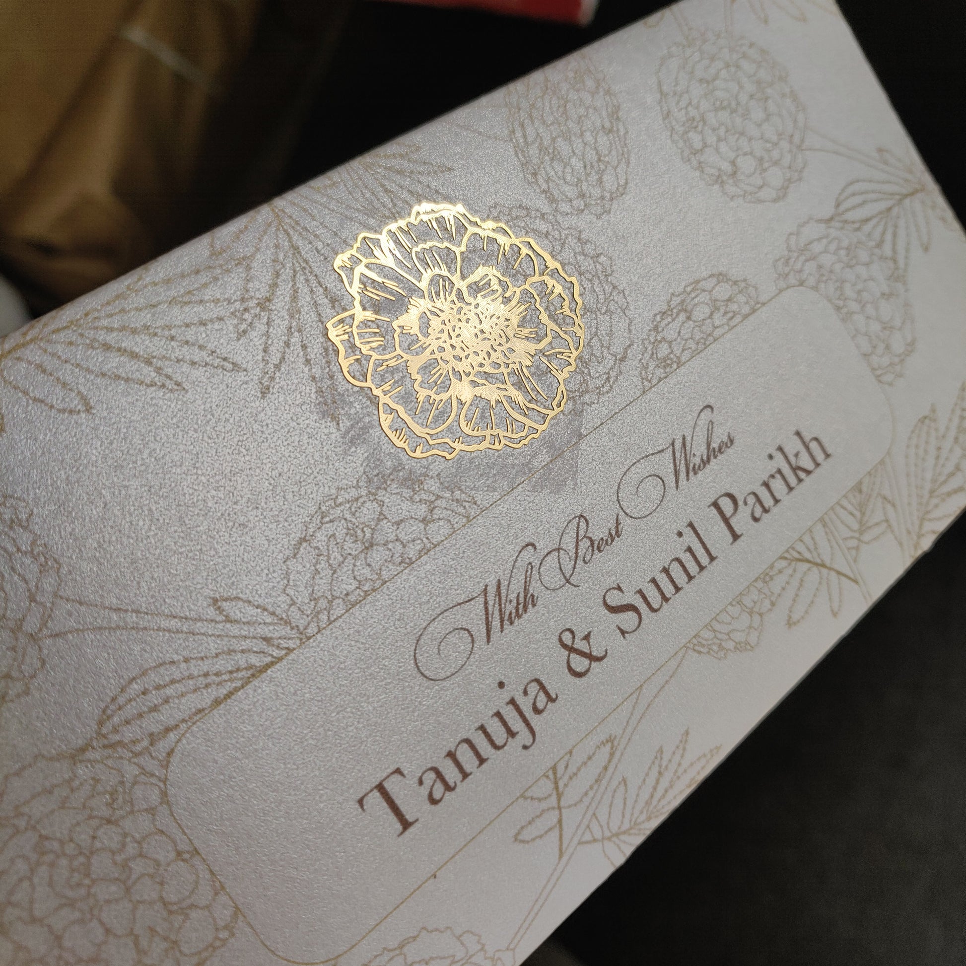 cream and gold personalised money envelopes label shabel