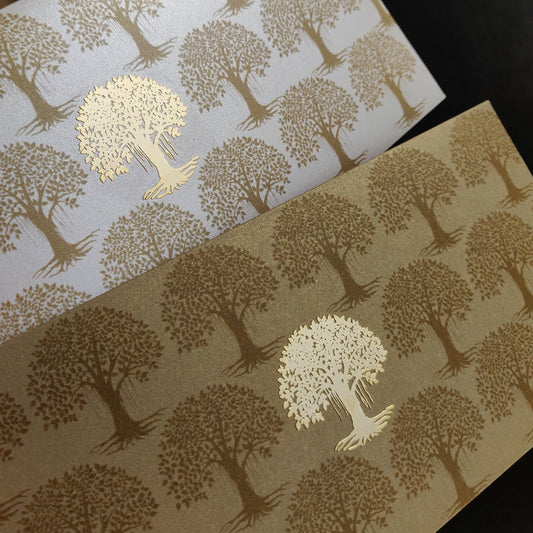 Banyan Tree Metallic paper money envelope labelshabel