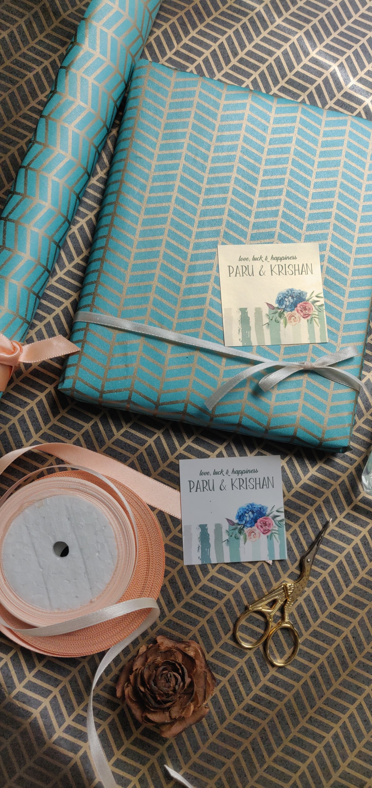 Gift Label - Teal Rose