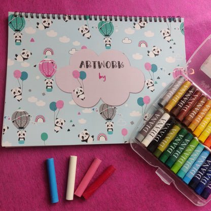 Personalised Drawing Set - Panda Blue