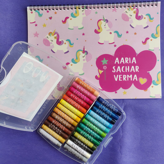Personalised Drawing Set - Rainbow Unicorn