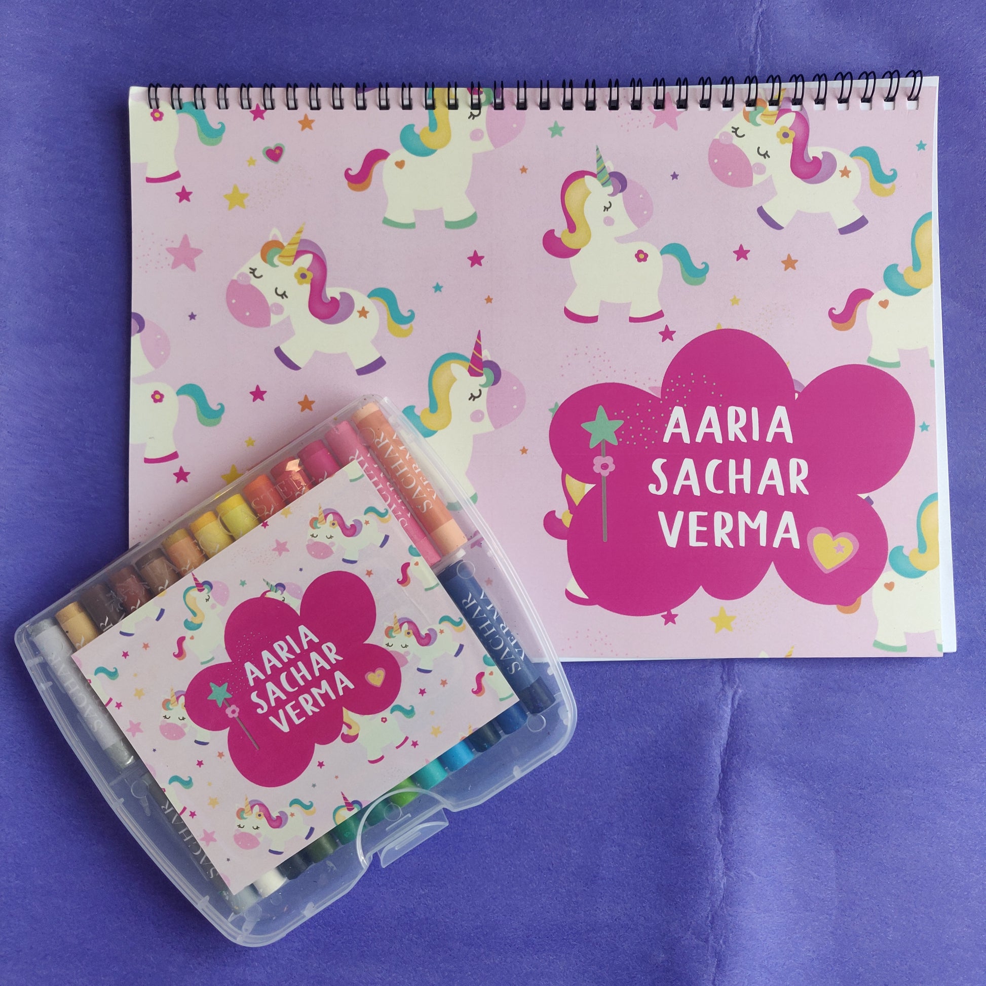 Personalised Drawing Set - Rainbow Unicorn