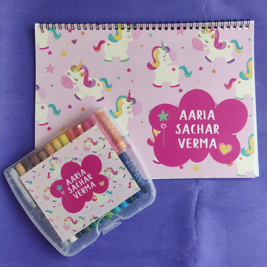 Personalised Drawing Set - Rainbow Unicorn