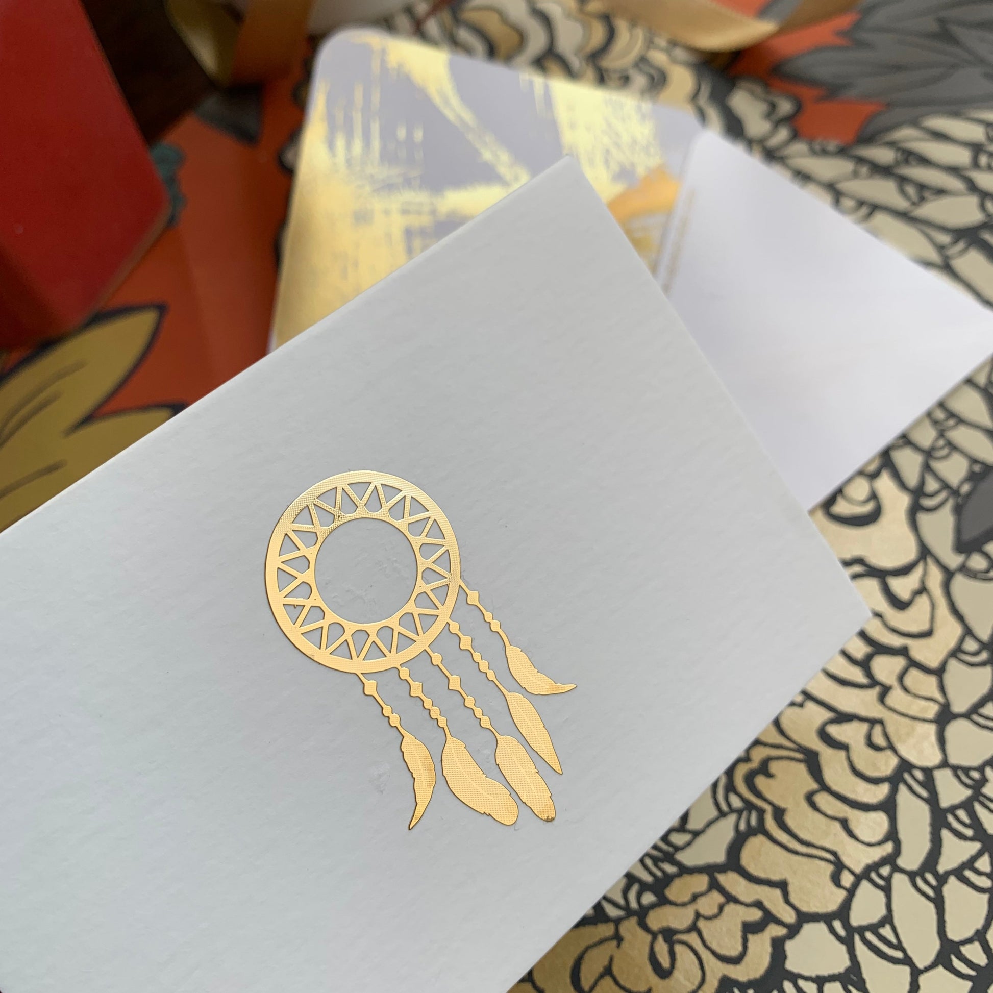 dream catcher gold foil cards label shabel