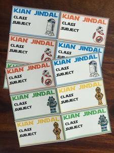 book labels with robots design from star wars