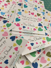 gift labels with colourful hearts