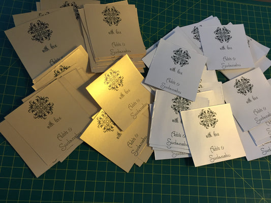 gold and silver gift labels with elegant fonts