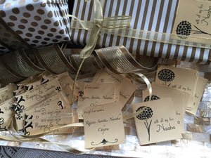gift labels in gold and silver paper