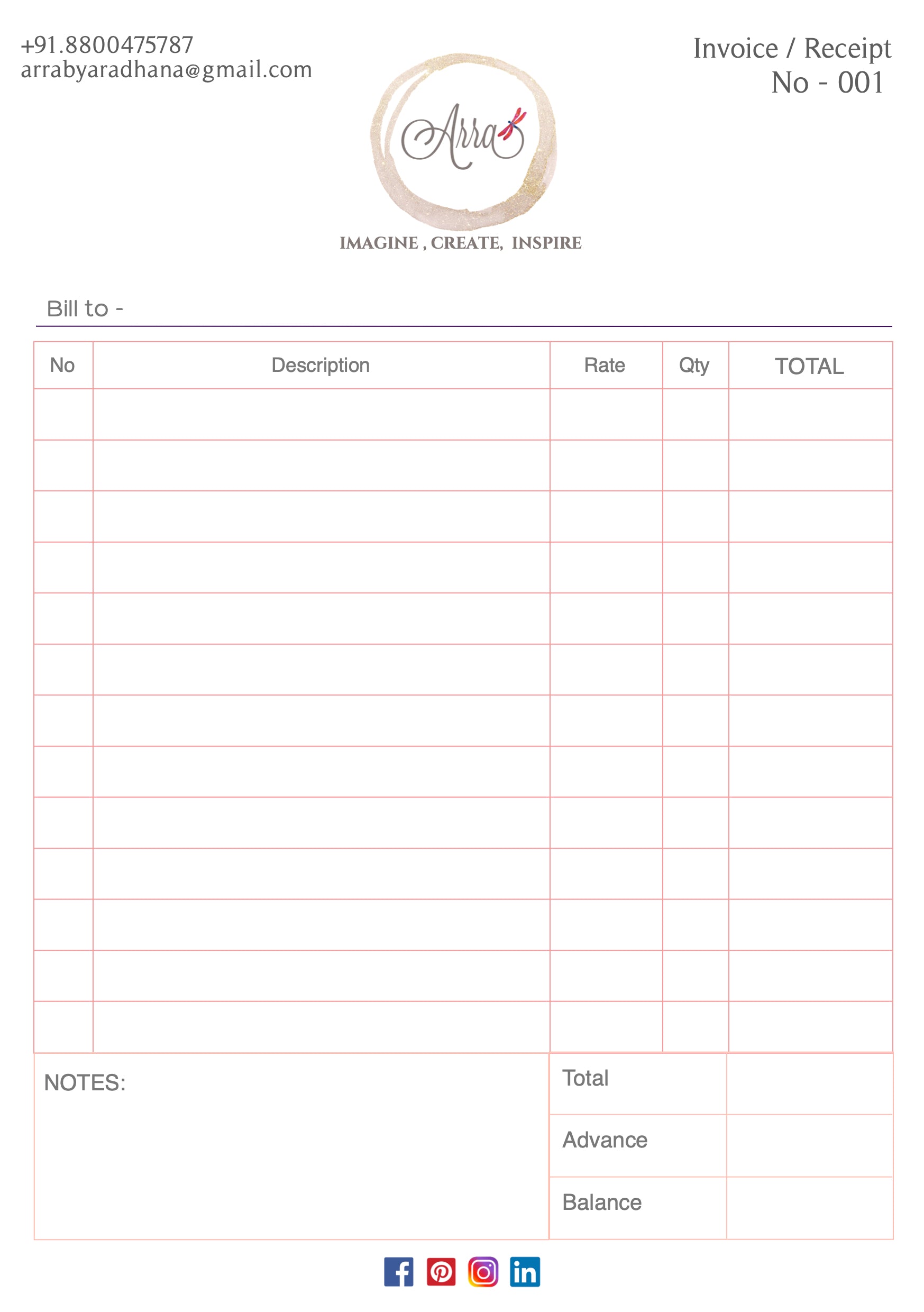 Customised Bill Book