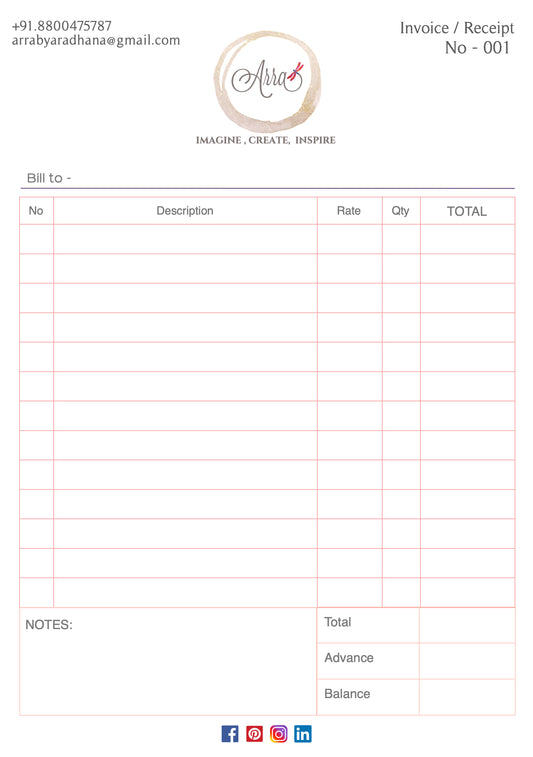 Customised Bill Book