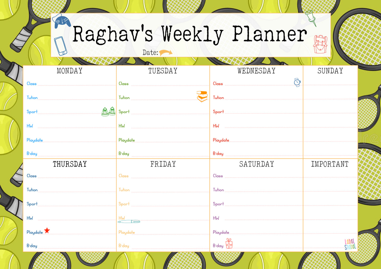 Kids Weekly Planner