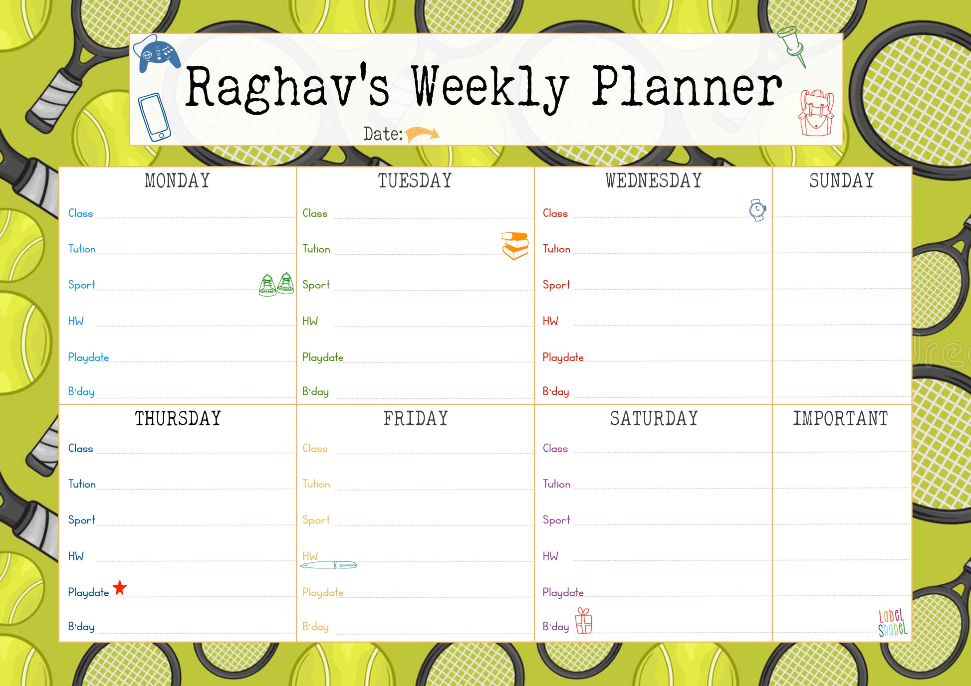 Kids Weekly Planner