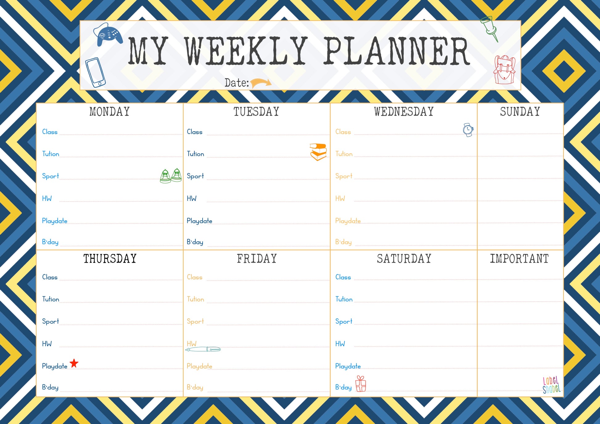 Kids Weekly Planner